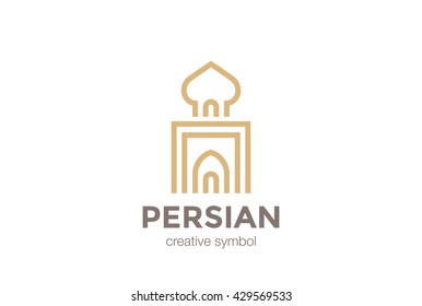 Persian Arabic Architecture Logo Palace abstract design vector template Linear.
Asia Building Logotype concept outline icon.