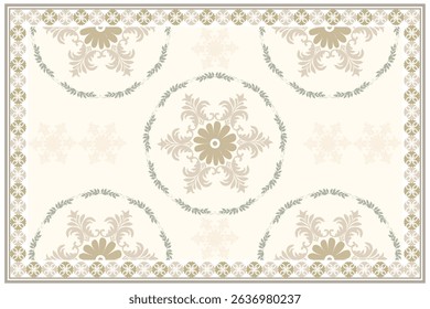 Persian Carpet or Iranian Carpet Traditional Design Oriental Damask Floral Embroidery Design for rug, Throws, Wallpaper, Wrapping, Fabric, Clothing and Tribal Vector Textures.