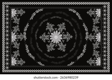 Persian Carpet or Iranian Carpet Traditional Design Oriental Damask Floral Embroidery Design for rug, Throws, Wallpaper, Wrapping, Fabric, Clothing and Tribal Vector Textures.