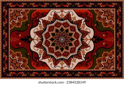 Moqueta persa, estilo mandala, color claro suave