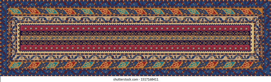 Persian carpet original design, tribal vector texture. Easy to edit and change a few colors by swatch window.