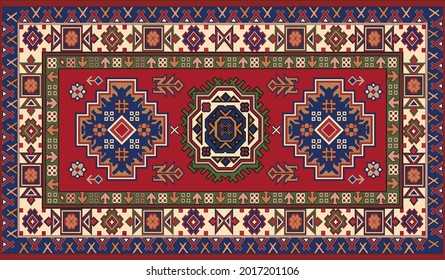 Persian carpet original design, tribal vector texture. Easy to edit and change 16 colors by swatch window.