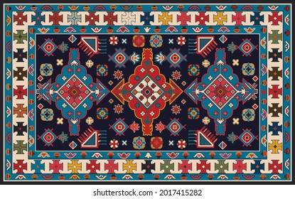 Persian carpet original design, tribal vector texture. Easy to edit and change 16 colors by swatch window.