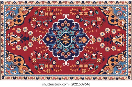 Persian carpet original design, tribal vector texture. Easy to edit and change 16 colors by swatch window.