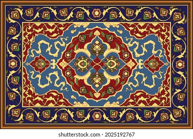 Persian carpet original design, tribal vector texture. Easy to edit and change 16 colors by swatch window.