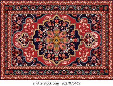 Persian carpet original design, tribal vector texture. Easy to edit and change just 16 colors by swatch window.