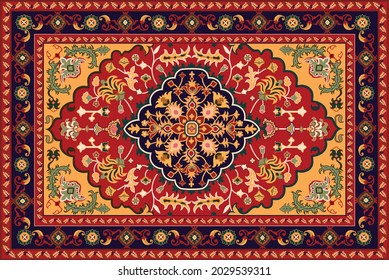 Persian carpet original design, tribal vector texture. Easy to edit and change 16 colors by swatch window.