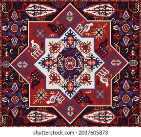 Persian carpet original design, tribal vector texture. Easy to edit and change a few global colors by swatch window. 