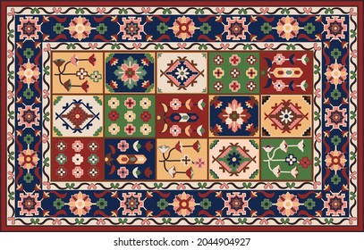 Persian carpet original design, tribal vector texture. Easy to edit and change a few global colors by swatch window. 