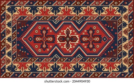 Persian carpet original design, tribal vector texture. Easy to edit and change a few global colors by swatch window. 