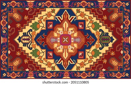 Persian carpet original design, tribal vector texture. Easy to edit and change a few global colors by swatch window
