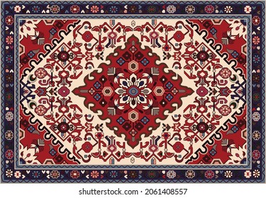 Persian carpet original design, tribal vector texture. Easy to edit and change a few global colors by swatch window.