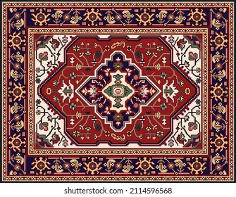 Persian carpet original design, tribal vector texture. Easy to edit and change a few colors by swatch window.