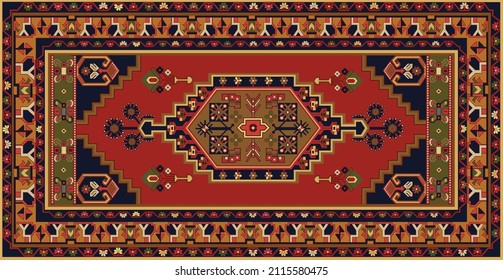 Persian carpet original design, tribal vector texture. Easy to edit and change a few colors by swatch window.