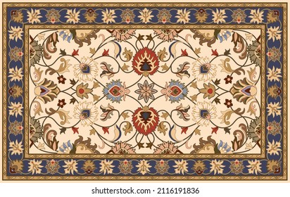 Persian carpet original design, tribal vector texture. Easy to edit and change a few colors by swatch window.