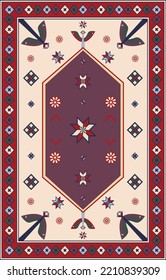 Persian carpet original design, tribal vector texture. Ethnic geometry, Aztec,
