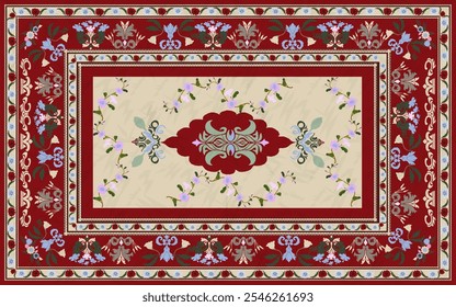 Persian carpet original design, tribal vector texture. flower and damask pattern .