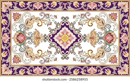 Persian carpet original design, tribal vector texture. Easy to edit and change a few global colors by swatch window.
