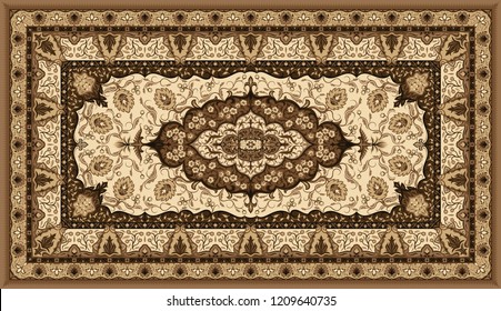 Persian carpet texture. Abstract tribal modern ornament background. Colored ector illustration.
