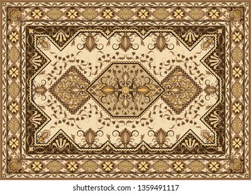 Persian carpet texture. Abstract tribal modern ornament background. Colored vector illustration.