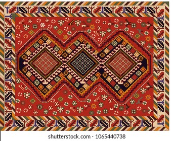 Persian carpet, tribal vector texture. Easy to edit and change 16 colors by swatch window.