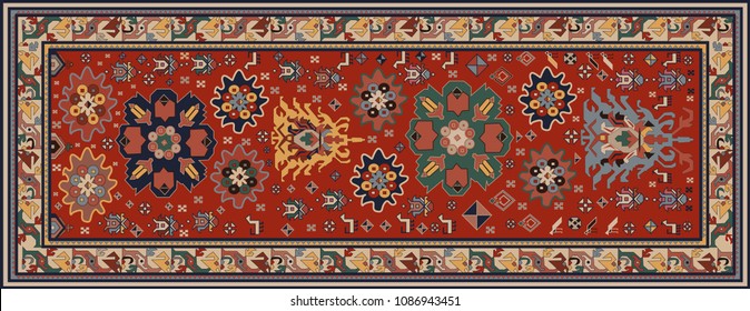 Persian carpet, tribal vector texture. Easy to edit and change 16 colors by swatch window.