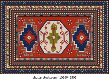 Persian carpet, tribal vector texture. Easy to edit and change 16 colors by swatch window.