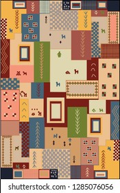Persian carpet, tribal vector texture. Easy to edit and change a few colors by swatch window.