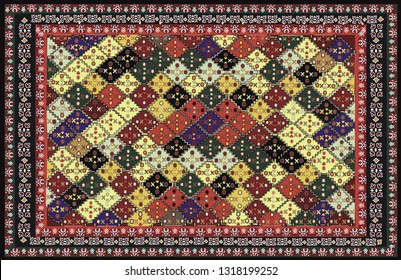 Persian carpet, tribal vector texture. Easy to edit and change a few colors by swatch window of adobe illustrator.