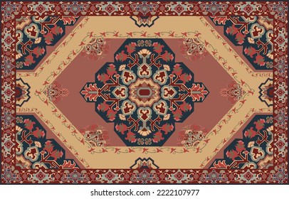 Persian carpet, tribal vector texture. flower painting, wallpaper, red carpet