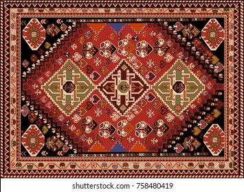 Persian carpet, tribal vector texture. Easy to edit and change 16 colors by swatch window.