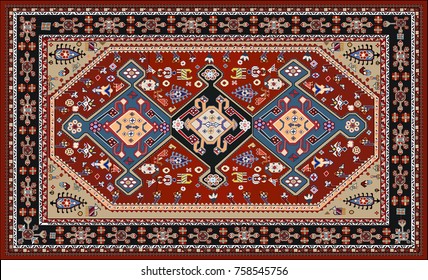 Persian carpet, tribal vector texture. Easy to edit and change 16 colors by swatch window.