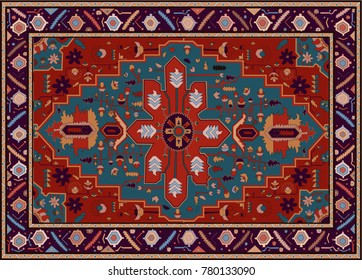 Persian carpet, tribal vector texture. Easy to edit and change 16 colors by swatch window.