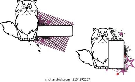 persian cat cartoon billboard pack in vector format