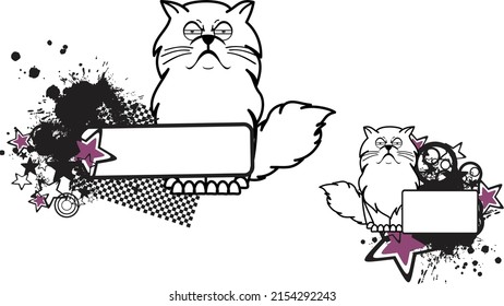 persian cat cartoon billboard pack in vector format