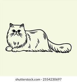 Persian cat line art bundle for creative projects, logos, clipart, and digital design use.
