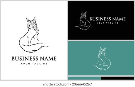 persian cat line logo template