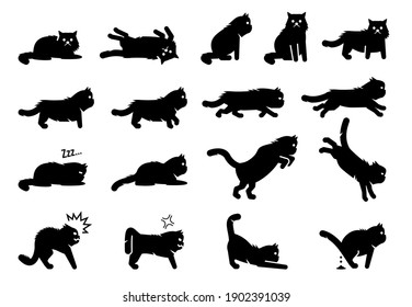 Persian Cat Poses Postures Emotions Actions Stock Vector (Royalty Free ...