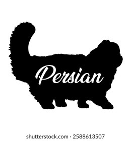 Persian cat silhouette, cat, cat breeds, logo, vector, silhouette,  animal, illustration, icon, sign, design, black, symbol, pet, love
