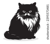 Persian Cat silhouettes and icons. black flat color simple elegant Persian Cat animal vector and illustration.