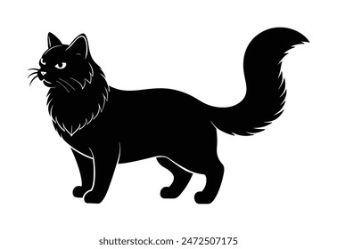 Persian Cat silhouettes and icons. black flat color simple elegant Persian Cat animal vector and illustration