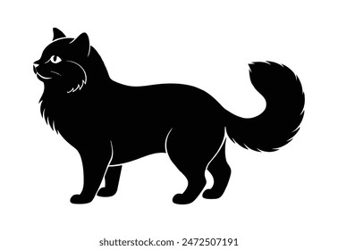 Persian Cat silhouettes and icons. black flat color simple elegant Persian Cat animal vector and illustration