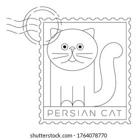 Cat perse timbre minimaliste linéaire d'illustration vectorielle et de création de typographie, Iran