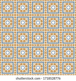 Persian decoration geometric vector pattern seamless vintage tiles, Traditional ornate Persia tiles. ideal for greeting card banner or wallpaper design.