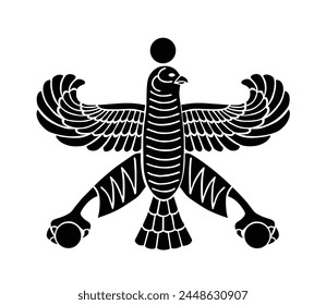 Persian Empire coat of arms vector silhouette illustration isolated on white background. Persian Achaemenid Empire symbol. Cyrus the Great shape shadow. Persian Empire eagle flag element