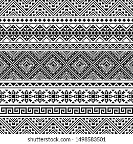 Persian Ethnic Aztec Pattern Illustration Design black white color. design For Background, Frame, Border or Decoration. Ikat, geometric pattern, native Indian, Navajo, Inca Design