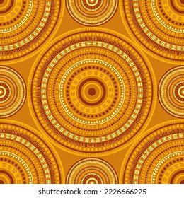 Persian ethnic motifs seamless pattern. Circle medallion mandala abstract tiles. Textile print template. Clothes, carper or tile pattern. Floral geometric circular seamless ornament.
