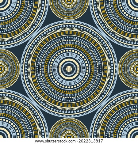 Persian ethnic motifs seamless pattern. Circle medallion mandala abstract flowers. Textile print template. Retro fashion pattern. Classic circular seamless ornament. Cute mandala design.