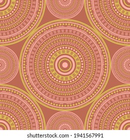 Los motivos folclóricos persas son un patrón impecable. Baldosas abstractas de medallón de círculo mandala. Plantilla de impresión textil. Ropa, carper o teja. Ornamento floral circular sin costuras.