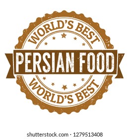 Persian food sign or stamp on white background, vector illustration